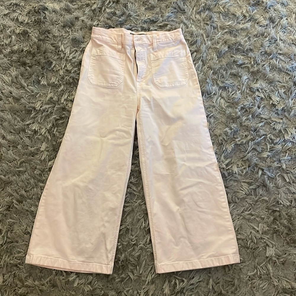 J. Crew Pale Pink Cropped Wide-Leg Pants